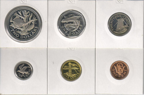 фото Барбадос набор из 6 монет 1974 UNC