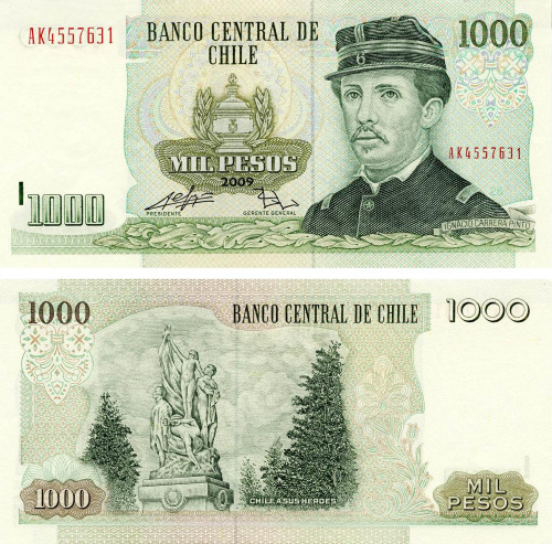 фото Чили 1000 песо 2009 UNC (P154)