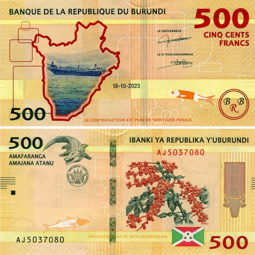 фото Бурунди 500 франков 2023 UNC (P50)