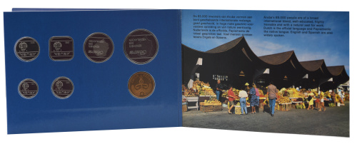 фото Аруба набор из 7 монет 1991 UNC 5, 10, 25, 50 центов, 1, 2,5 флорина, жетон в сувенирной упаковке