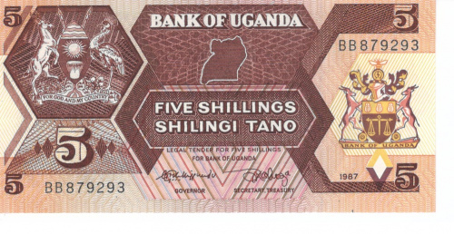 фото Уганда 5 шиллингов 1987 UNC (P27)