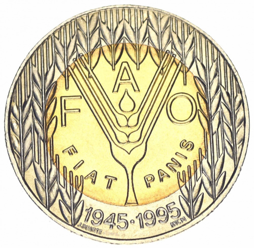 фото Португалия 100 эскудо 1995 Биметалл AU-UNC FAO ФАО (KM#678)