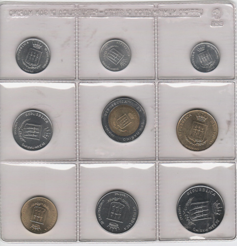 фото Сан-Марино набор из 9 монет 1983 UNC с серебряной монетой