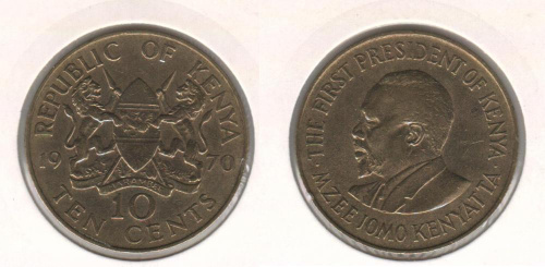 фото Кения 10 центов 1970 VF (KM#11)