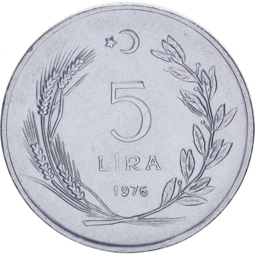 фото Турция 5 лир 1976 UNC