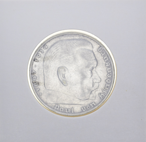 фото Германия 5 марок 1936 Серебро F-VF «Гинденбург»