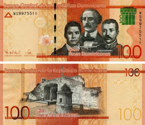 фото Доминикана 100 песо 2021 UNC (P190)