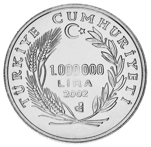 фото Турция 1000000 лир 2002 UNC Юнус Эмре