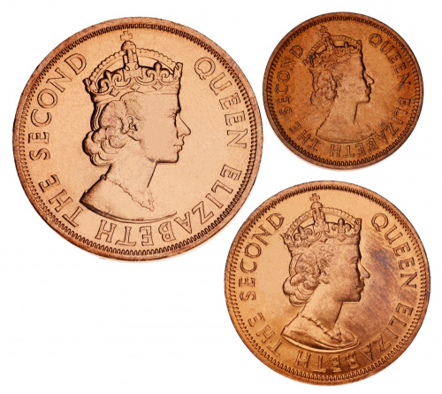 фото Восточные Карибы набор из 3 монет 1955-1965 AU-UNC 0,5, 1, 2 цента