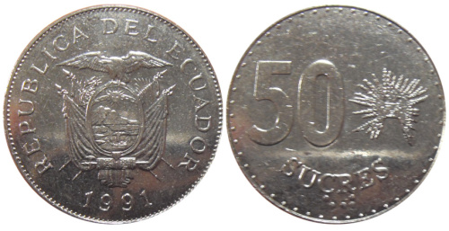 фото Эквадор 50 сукре 1991 VF (KM#93)