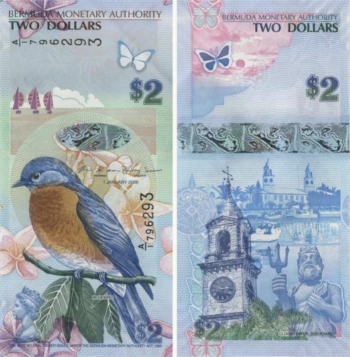 фото Бермуды 2 доллара 2009 UNC (P57)