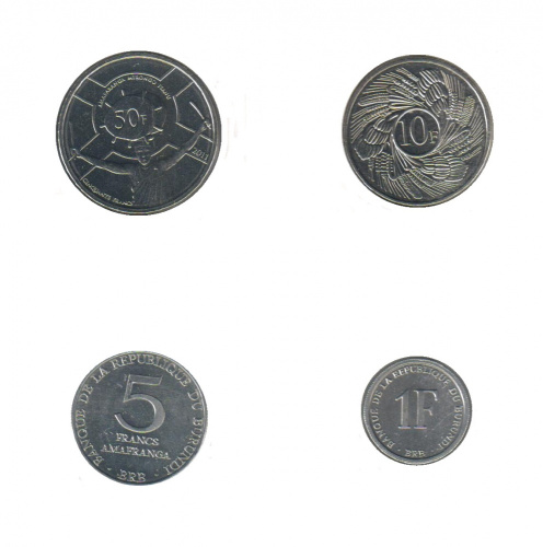 фото Бурунди набор из 4 монет 1980-2011 UNC 1, 5, 10, 50 франков
