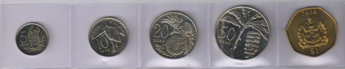 фото Самоа набор из 5 монет 2002-2010 UNC 5, 10, 20, 50 сене, 1 тала