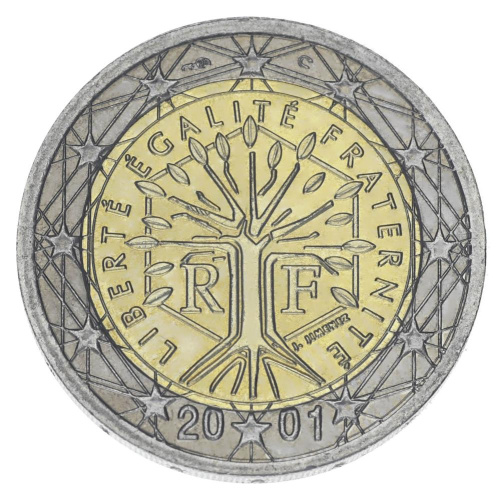 фото Франция 2 евро 2001 Биметалл AU-UNC