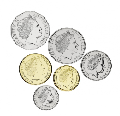 фото Австралия набор из 6 монет 2000-2012 UNC 5, 10, 20, 50 центов, 1, 2 доллара