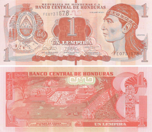 фото Гондурас 1 лемпира 2012-2014 UNC (P96)