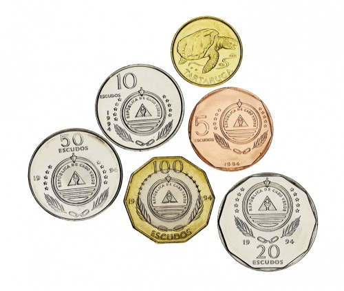 фото Кабо-Верде набор из 6 монет 1994 UNC 1, 5, 10, 20, 50, 100 эскудо