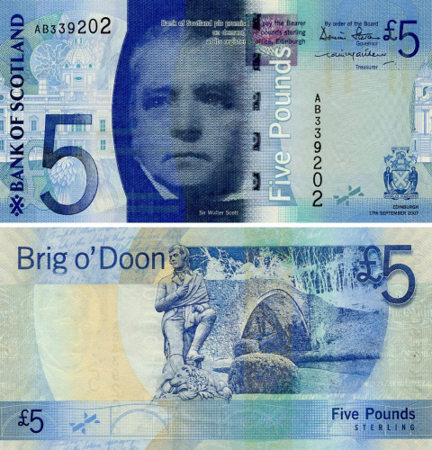 фото Шотландия 5 фунтов 2007 AU-UNC (P124a)