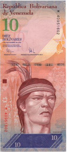 фото Венесуэла 10 боливар 2009 UNC (P90b)