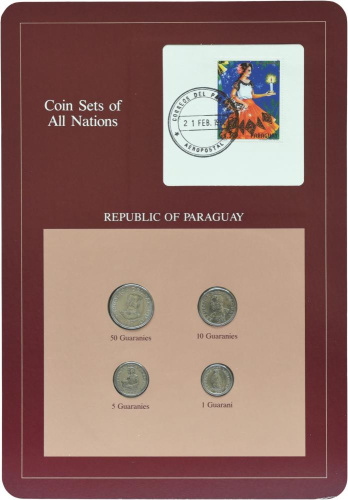 фото Парагвай Набор монет 1980-1984 UNC 1, 5, 10, 50 гуарани и 1 марка в сувенирной упаковке