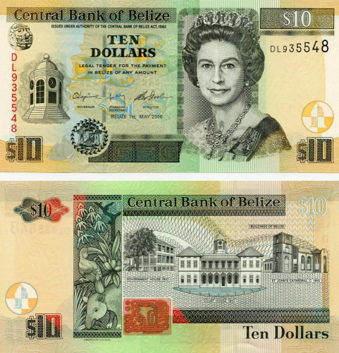 фото Белиз 10 долларов 2016 UNC (P68e)