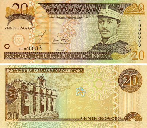 фото Доминикана 20 песо 2002 UNC (P169b)