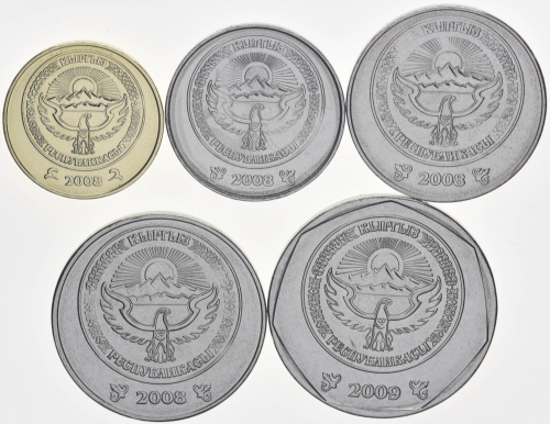 фото Киргизия набор из 5 монет 2008-2009 UNC