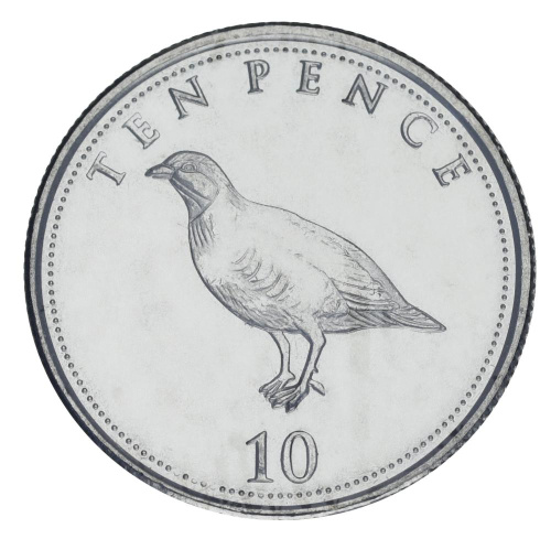 фото Гибралтар 10 пенсов 2014 UNC Птица