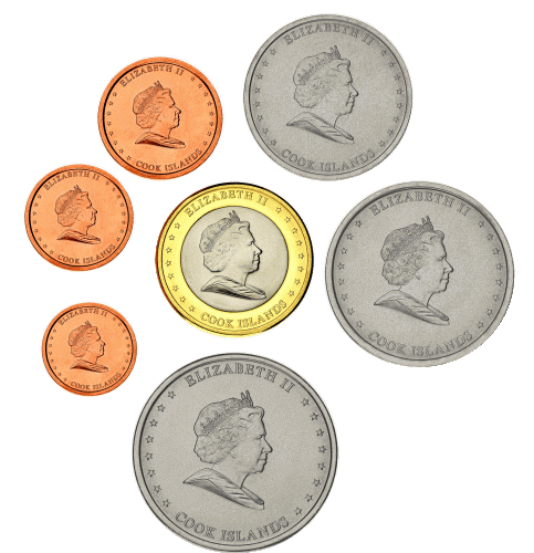 фото Острова Кука набор из 7 монет 2010 UNC 1, 2, 5, 10, 20, 50 центов, 1 доллар