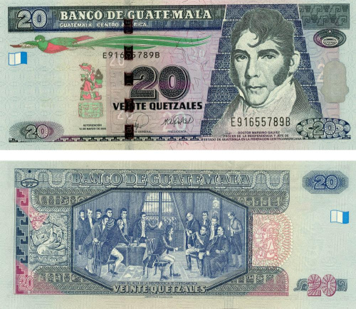 фото Гватемала 20 кетсалей 2008 UNC (P118)