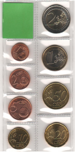 фото Нидерланды набор из 8 монет евро 2008 UNC 1, 2, 5, 10, 20, 50 евроцентов, 1, 2 евро