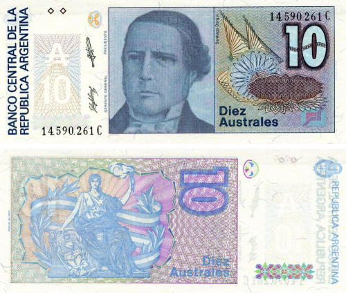 фото Аргентина 10 аустраль 1985-1991 UNC (P325)