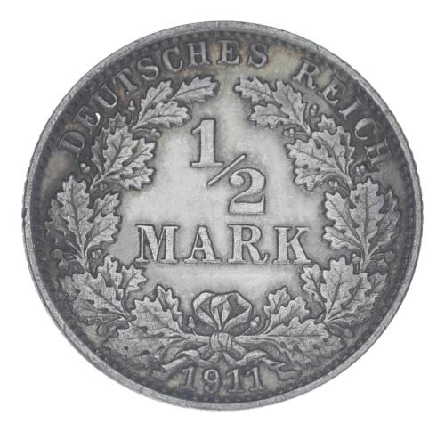 фото Германия 1/2 марки 1911 Серебро F-VF
