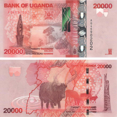 фото Уганда 20000 шиллингов 2013 UNC Буйвол (P53b)
