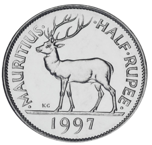 фото Маврикий 50 центов 1997 UNC Олень