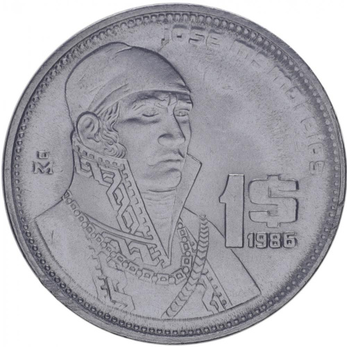 фото Мексика 1 песо 1984-1986 «Хосе Мария Морелос» UNC (KM#496)