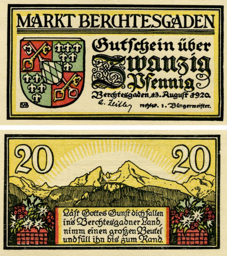 фото Германия Нотгельд 20 пфеннигов 1920 F-VF Берхтесгаден