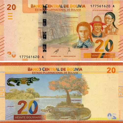 фото Боливия 20 боливиан 2018 (2024) UNC (P249(2))