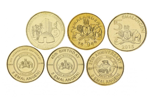 фото Свазиленд набор из 6 монет по 5 эмалангени 1999-2018 UNC