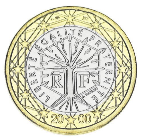 фото Франция 1 евро 2000 Биметалл AU-UNC