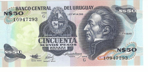фото Уругвай 50 песо UNC