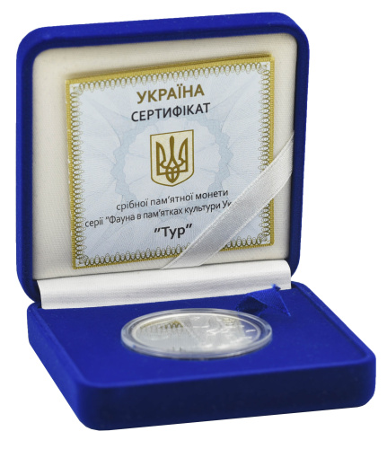 фото Украина 5 гривен 2017 Серебро UNC Фауна - Тур (Ag 925, пол-унции, 15,55 грамм)