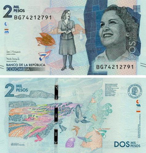 фото Колумбия 2000 песо 2020 UNC Птицы (P458)