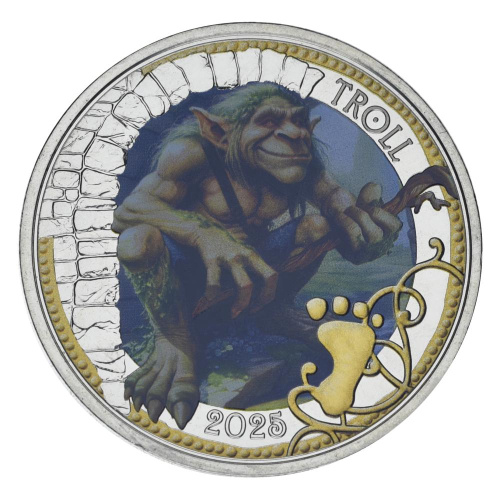 фото Австрия 3 евро 2025 UNC Мифические существа - Тролль