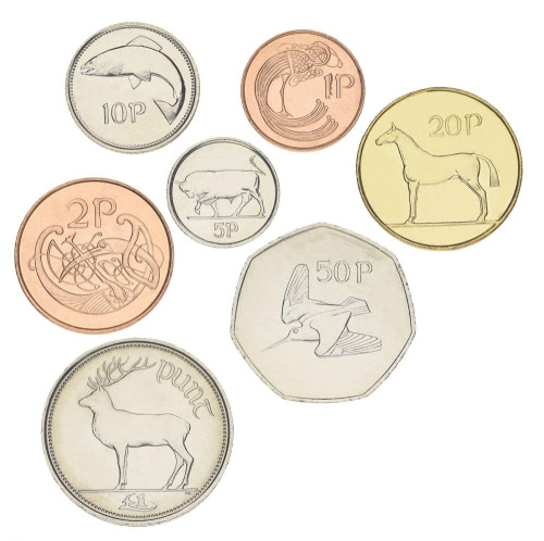 фото Ирландия набор из 7 монет 1974-2000 AU-UNC 1, 2, 5, 10, 20, 50 пенсов, 1 фунт