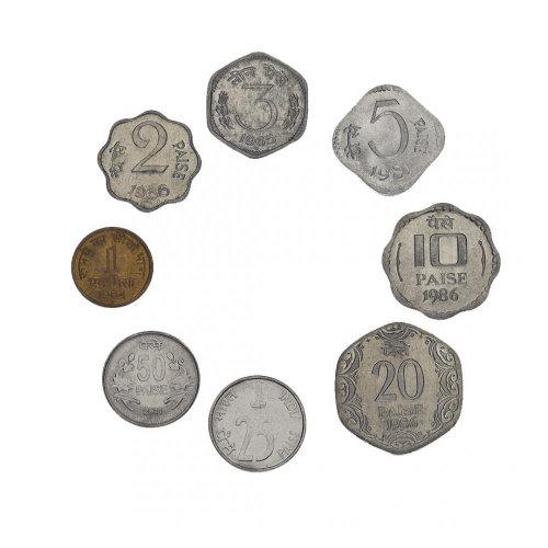 фото Индия набор из 8 монет 1964-2011 F-VF 1, 2, 3, 5, 10, 20, 25, 50 пайса