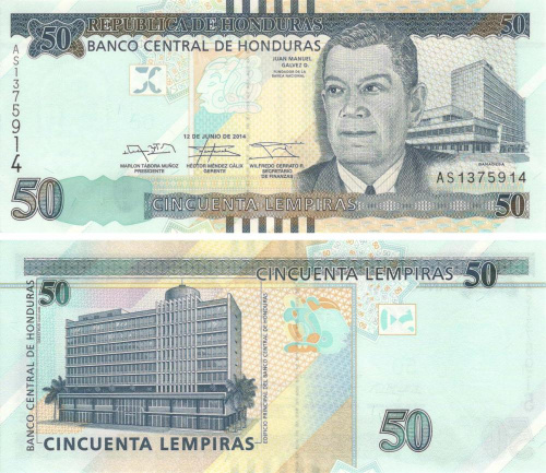 фото Гондурас 50 лемпир 2014 UNC (P101)