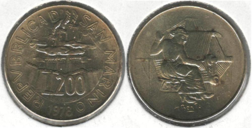 фото Сан-Марино 200 лир 1978 VF (KM#83)
