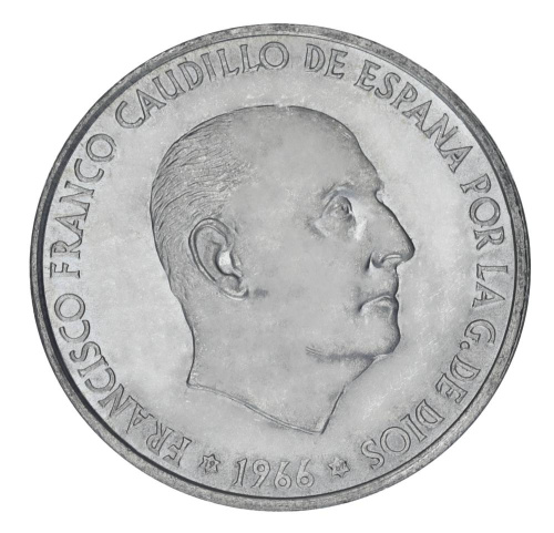 фото Испания 100 песет 1966 Серебро F-VF Франсиско Франко (Ag 800, 19 грамм)