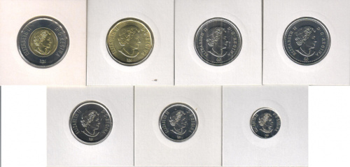 фото Канада набор из 7 монет 2017 UNC 5, 10, 25, 50, 50 центов, 1, 2 доллара